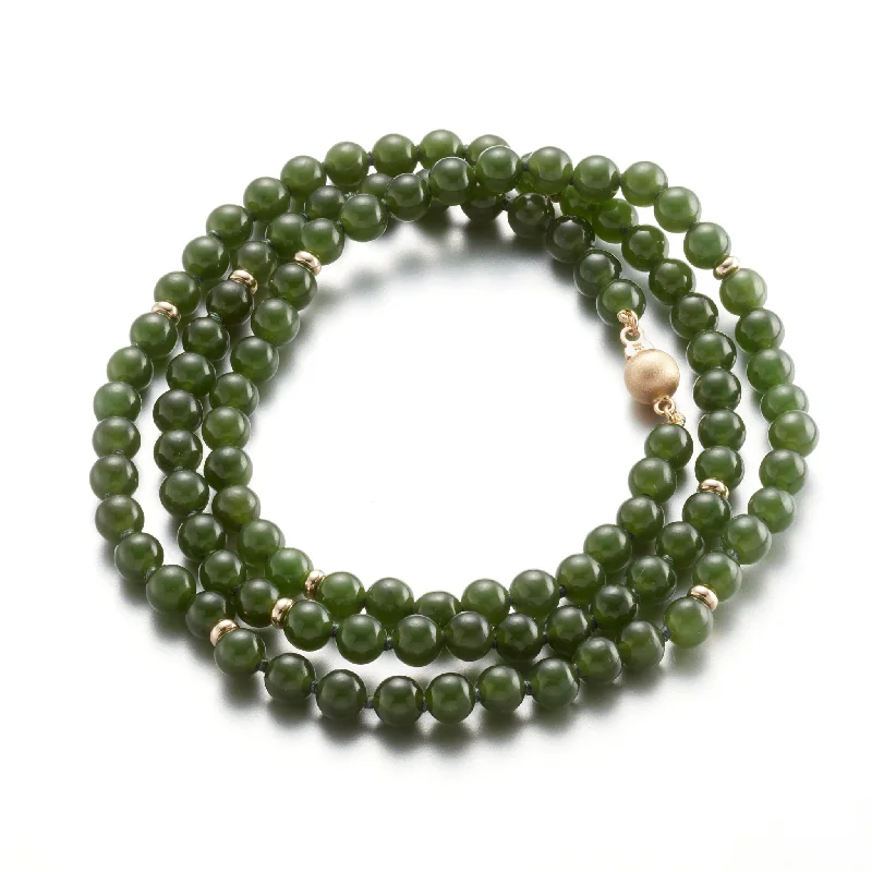 Rustic lock bangles-Wrap Bracelet in Green Nephrite Jade