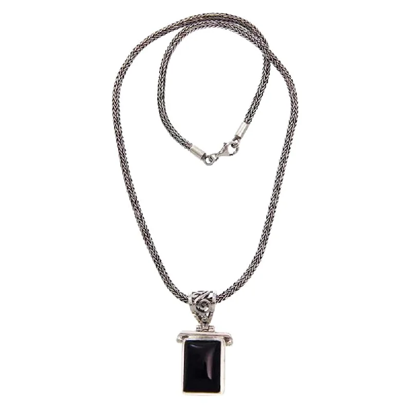 Soft thread necklaces-Sterling Silver Onyx 'Dream Guide' Necklace