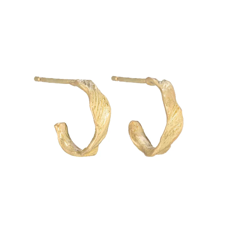 Sleek drop earrings-Mini Ripple Hoops 18ct Gold