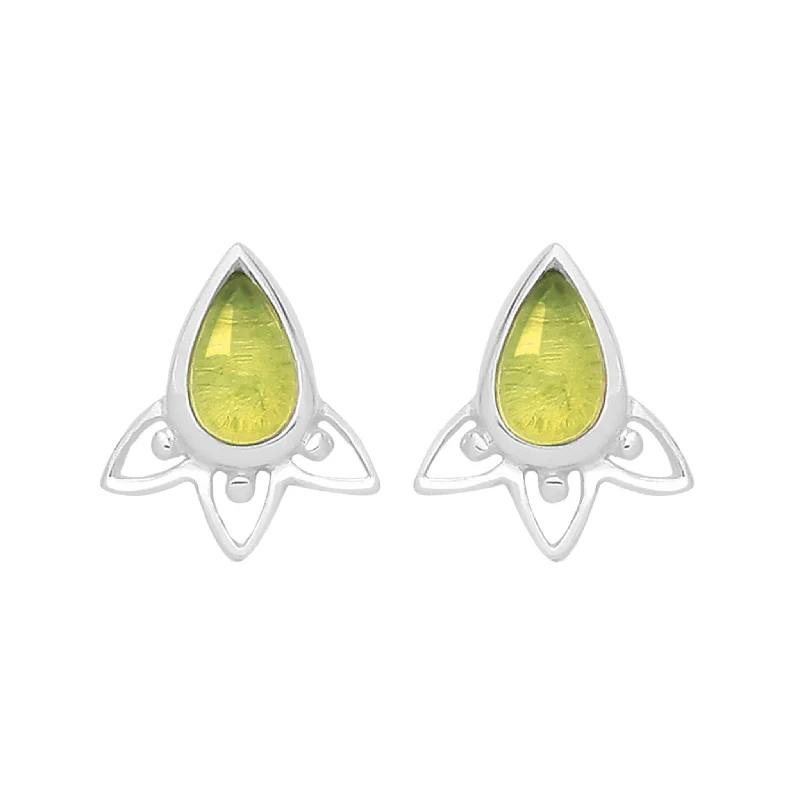 Square stud earrings-ARIA - Peridot & Sterling Silver Studs