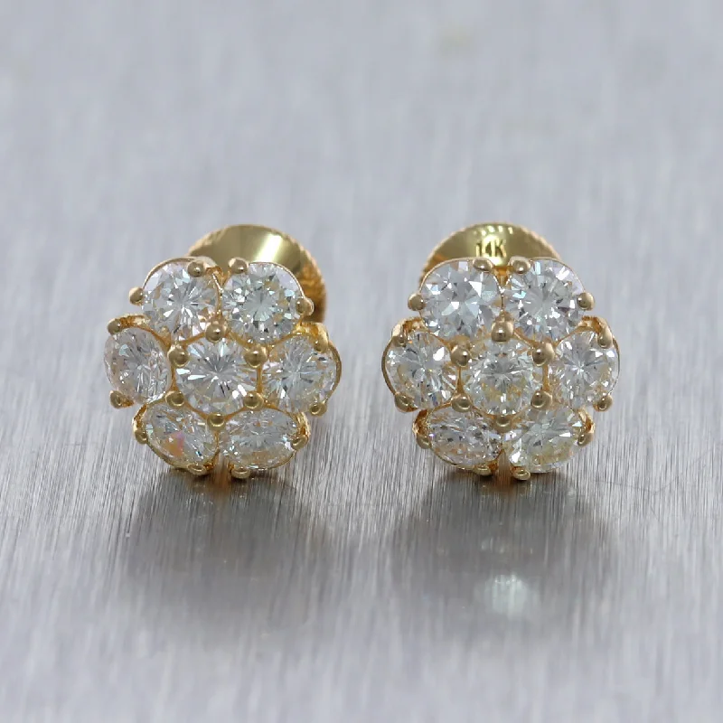 Mystic eye earrings-14k Yellow Gold 2.75ctw Diamond Cluster Stud Earrings