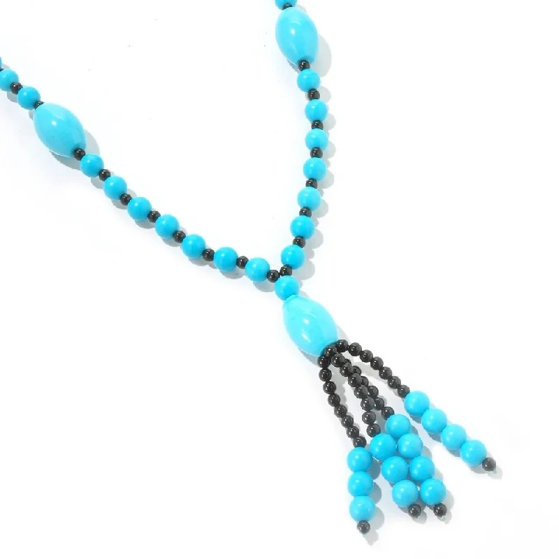 Nine-strand necklaces-Sterling Silver 503.70ctw Turquoise Necklace 28.00'L