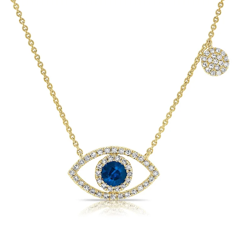 Agate stone necklaces-Joelle Diamond & Sapphire Evil Eye 14K Gold Necklace