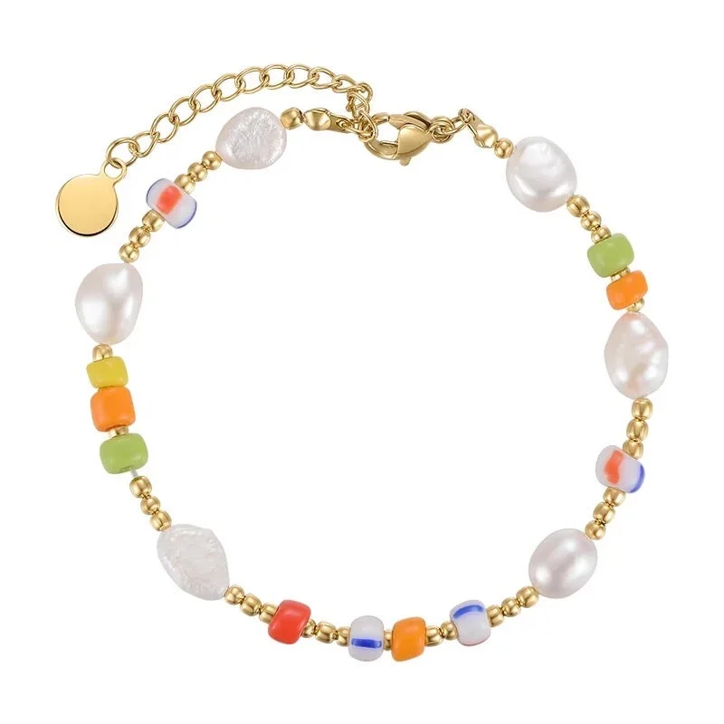 Textured letter bangles-Pfeiffer Rainbow Pearl Bracelet