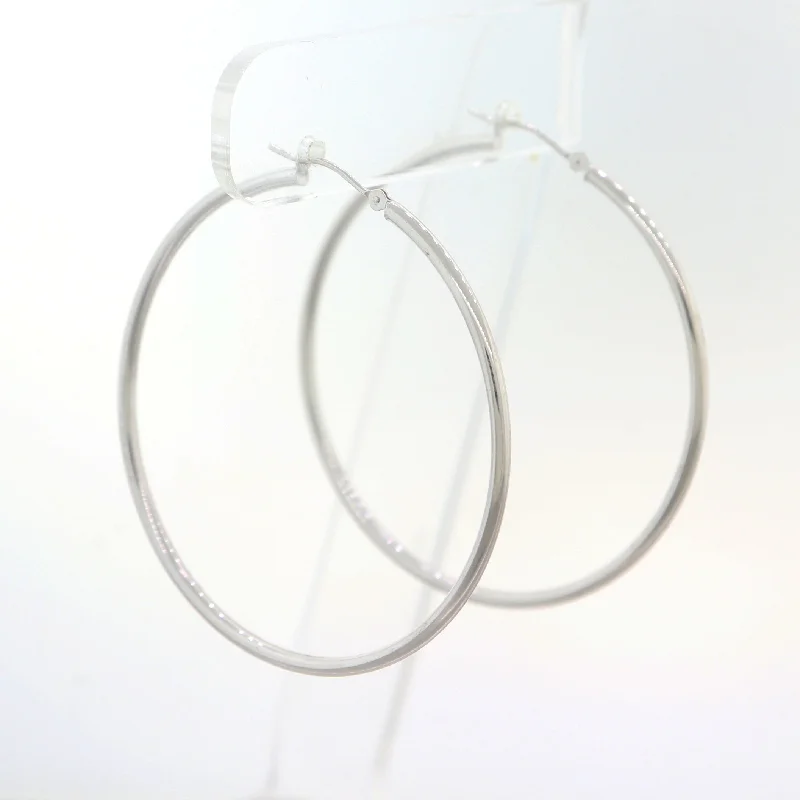 Smooth drop earrings-Modern 14k White Gold Extra Large Hoop Earrings