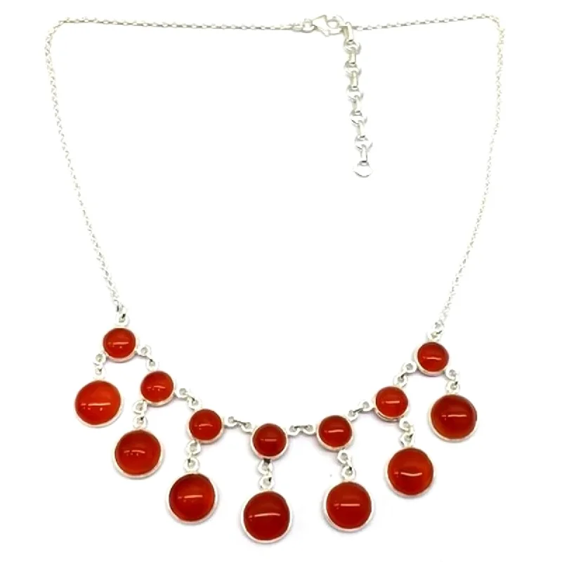 Tide shape necklaces-925 Sterling Silver Carnelian Necklace