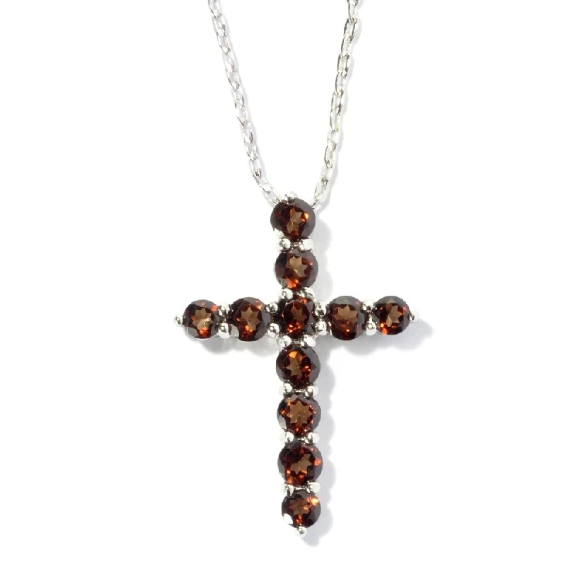 Wide chain necklaces-Stering Silver Chacolate Topaz Cross Necklace