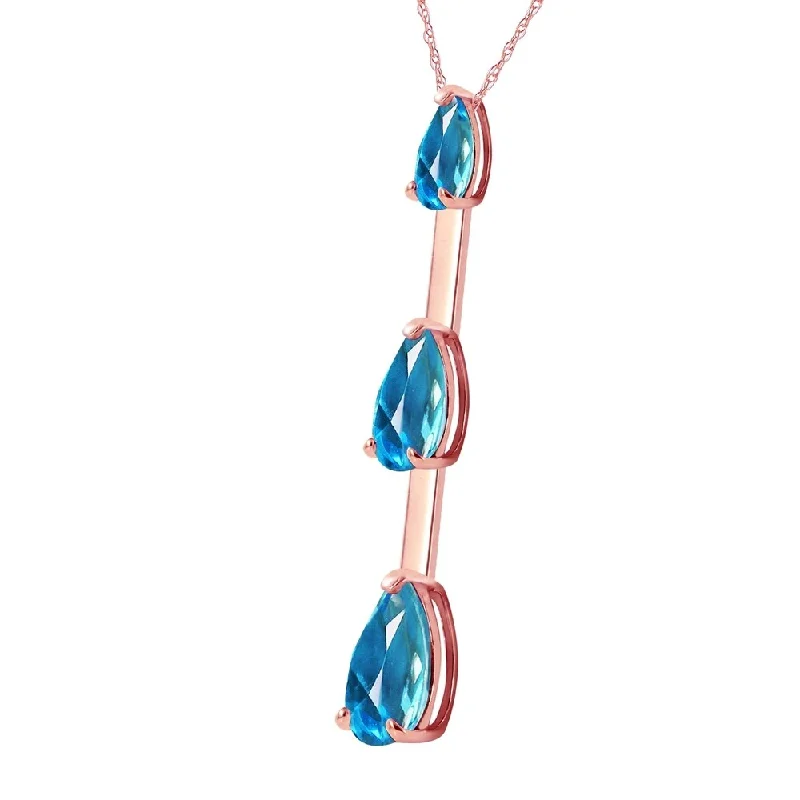 High gloss necklaces-14K Solid Rose Gold Necklace with Natural Blue Topaz