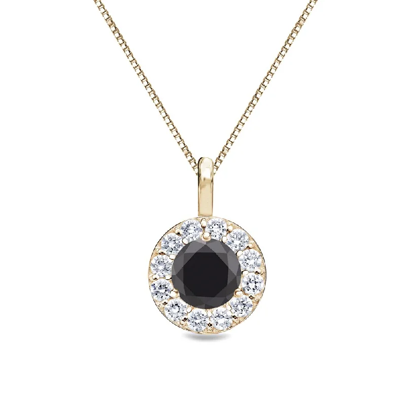 Fiber tassel necklaces-Auriya 1/2ctw Round Black Diamond Halo Necklace 14k Gold (H-I, I1-I2)