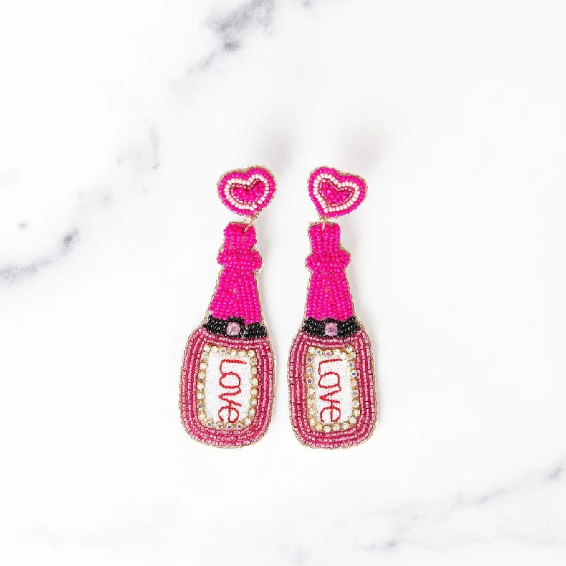 Crystal-twisted earrings-LOVE Bubbly Beaded Earrings | Pink