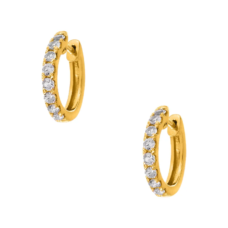 Flat badge earrings-Lillian Huggies Diamond 2mm