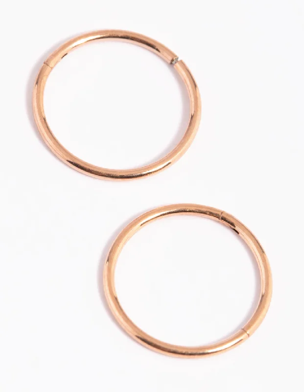 Layered drop earrings-Rose Gold Plated Surgical Steel Sleeper Hoop Earrings