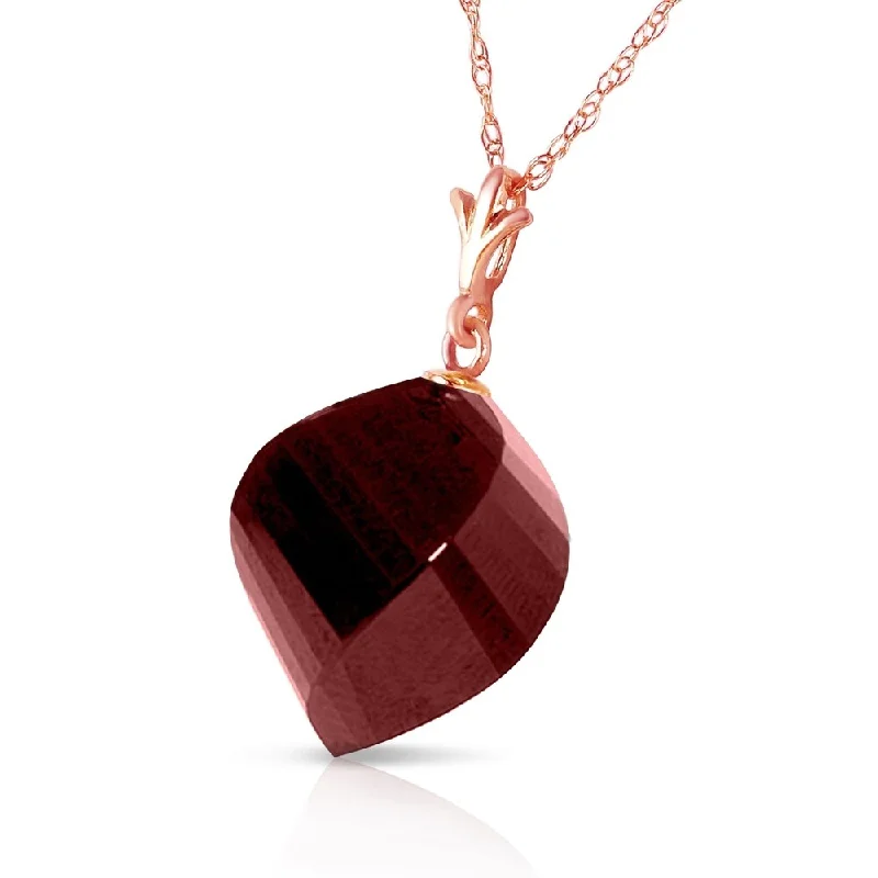 Woven tribal necklaces-15.25 Carat 14K Solid Rose Gold Necklace Twisted Briolette Ruby