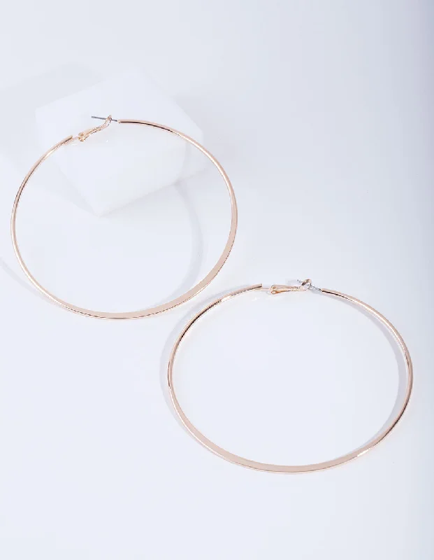 Worn medallion earrings-Gold Flat Edge Hoop 9cm Earring Pack