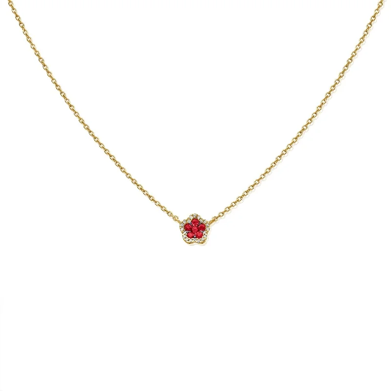 Wide chain necklaces-Joelle Pink Sapphire & Diamond Necklace 14K Gold