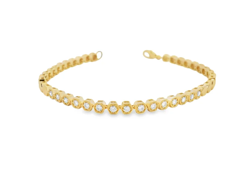 Tri-tone bangles-14K Yellow Gold Diamond Honeycomb Bracelet