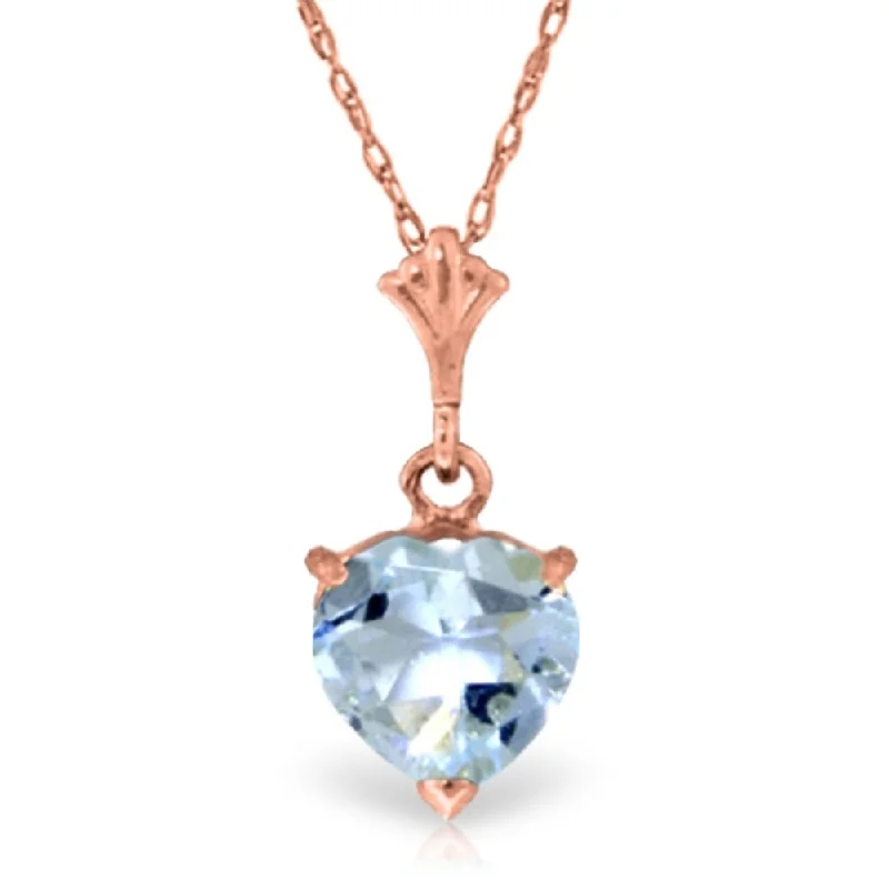 Radiant pearl necklaces-1.15 Carat 14K Rose Gold Proud Heart Aquamarine Necklace