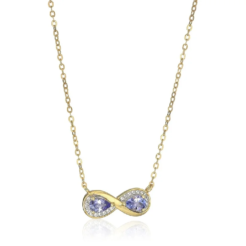 Multi-birthstone necklaces-Yellow Gold-Plated Silver Tanzanite Infinity Pendant Necklace, 18" - Blue