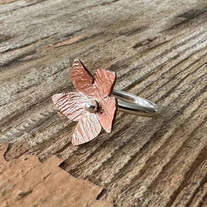 “Lilian” Handmade Sterling Silver and Copper Floret Statement Ring