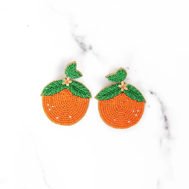 Woven cord earrings-Clementine Beaded Earrings