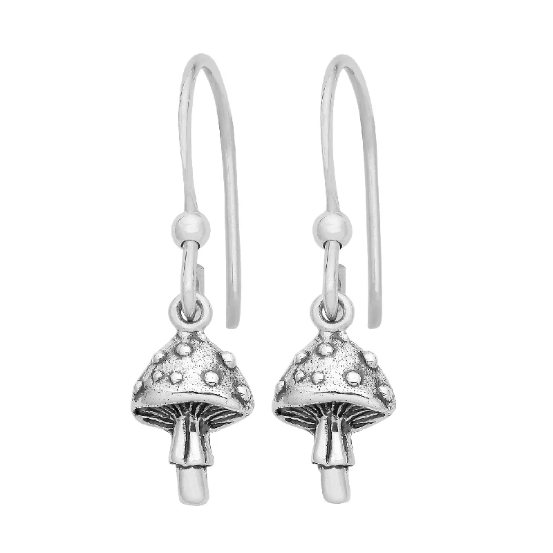 Two-tone earrings-TEENY TOADSTOOL - Sterling Silver Drops