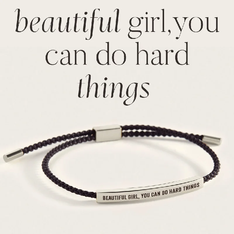 Wide cuff bangles-Beautiful Girl, You Can Do Hard Things Inspire Bracelet