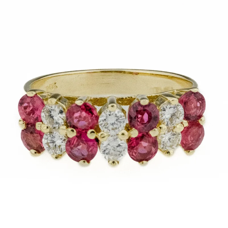 Classic ruby engagement rings-0.91ctw Natural Ruby & 0.48ctw Diamond Accents Ring in 14K Yellow Gold