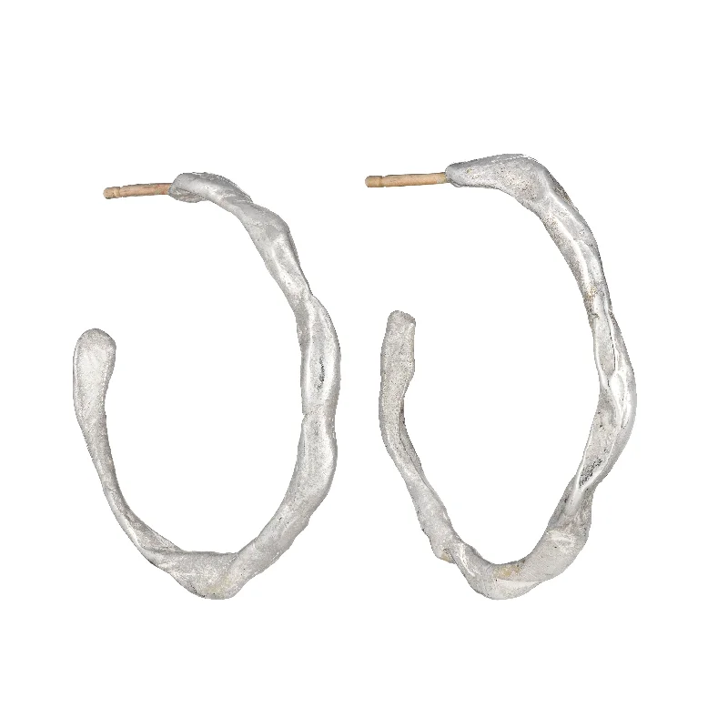 Agate drop earrings-Penzance Hoops Silver