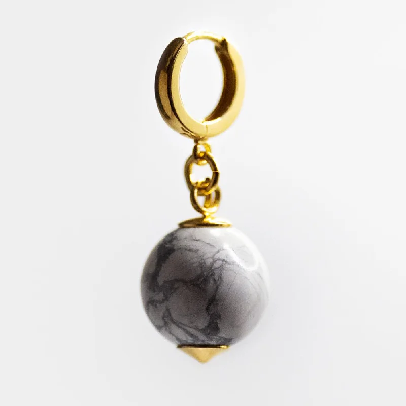 Rough texture earrings-Marble Sphere earring