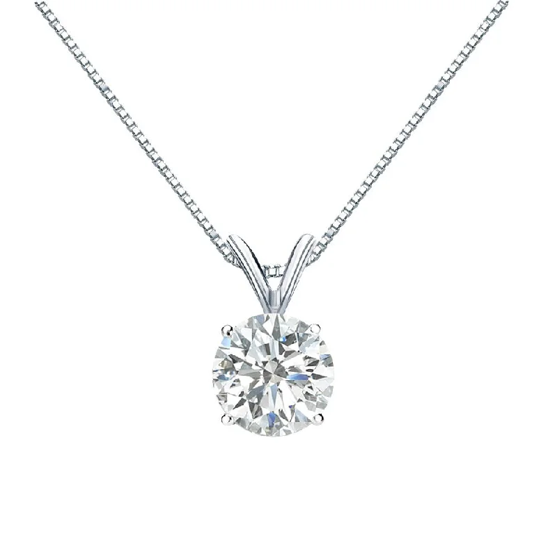 Bead braid necklaces-Auriya 1ctw Round Solitaire Diamond Necklace 18k Gold (H-I, SI1-SI2)