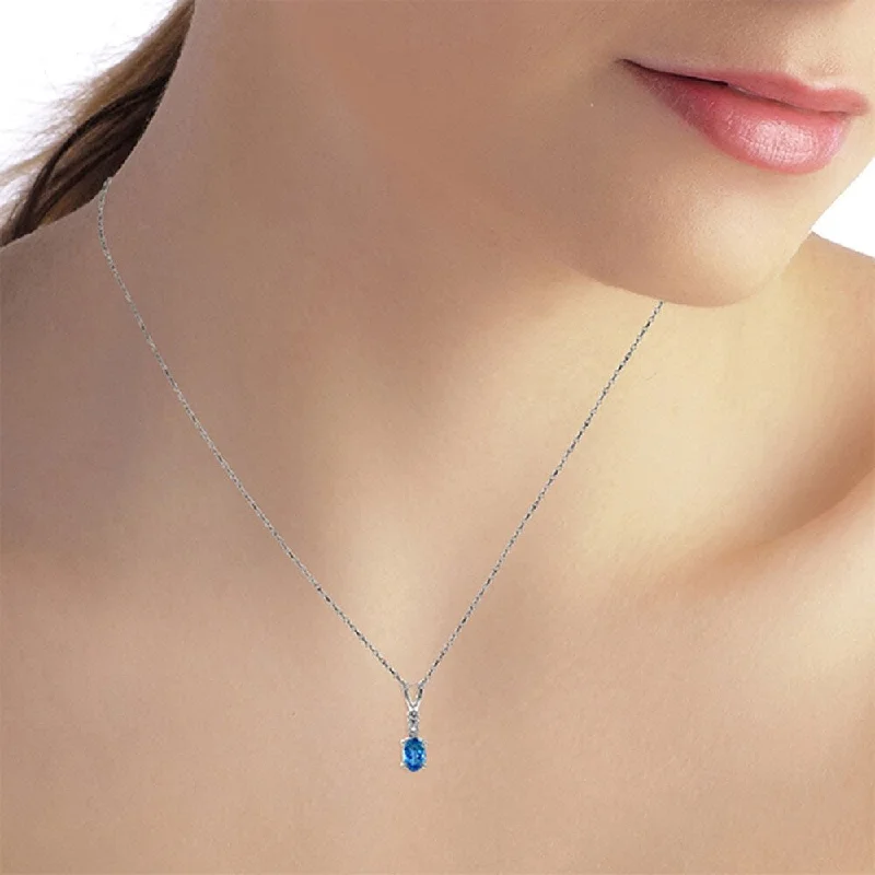 Oval shape necklaces-0.46 Carat 14K Solid White Gold Ball In Court Blue Topaz Diamond Necklace