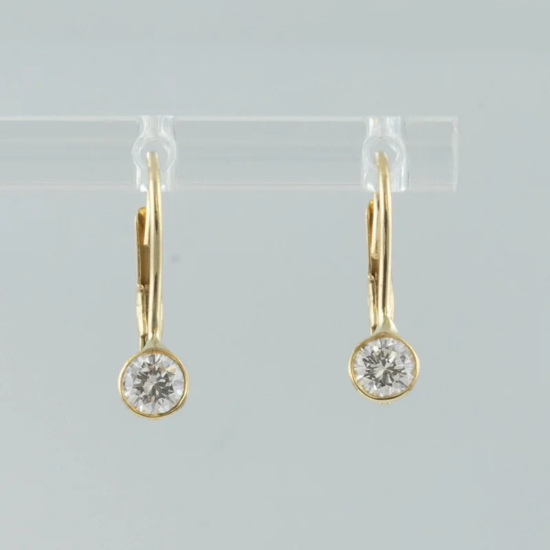 Bold cross earrings-14k Yellow Gold Diamond Dangle Drop Leverback Earrings 0.48ctw G-H SI1 1.4g