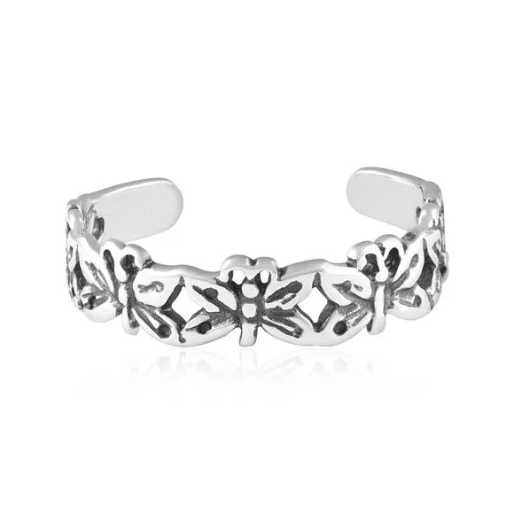 Infinity band engagement rings-Butterflies Sterling Silver Toe Ring