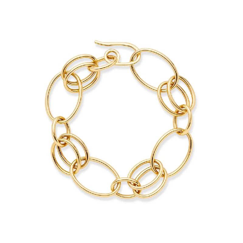 Sleek design bangles-Gold Double Link Bracelet