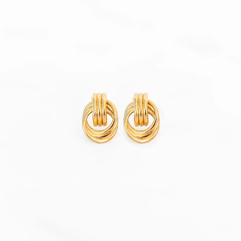 Light wood earrings-Gold Knot Drop Earrings