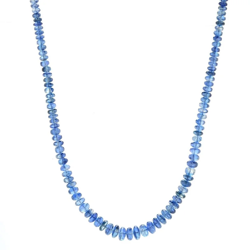 Wide chain necklaces-Sterling Silver 18" Kyanite Graduated Beaded Necklace