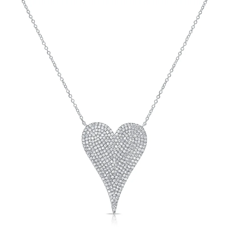 Polished bead necklaces-Joelle Diamond Heart Pendant Necklace 14K White Gold 4/5 CT TDW