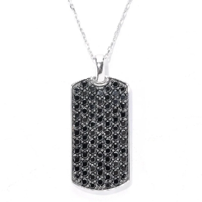 Nine-strand necklaces-Sterling Silver Pave Black Spinel Necklace with Chain and Cord