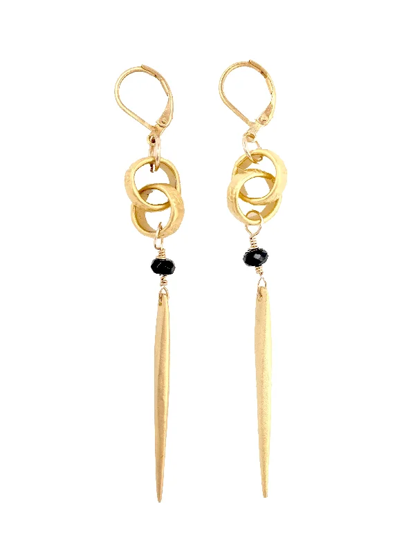 Cosmic glow earrings-Onyx Spear Earrings