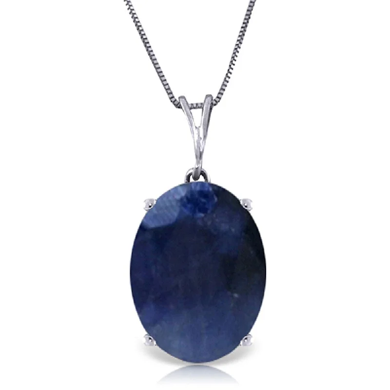 Solid link necklaces-8.5 Carat 14K White Gold Necklace Natural Oval Sapphire