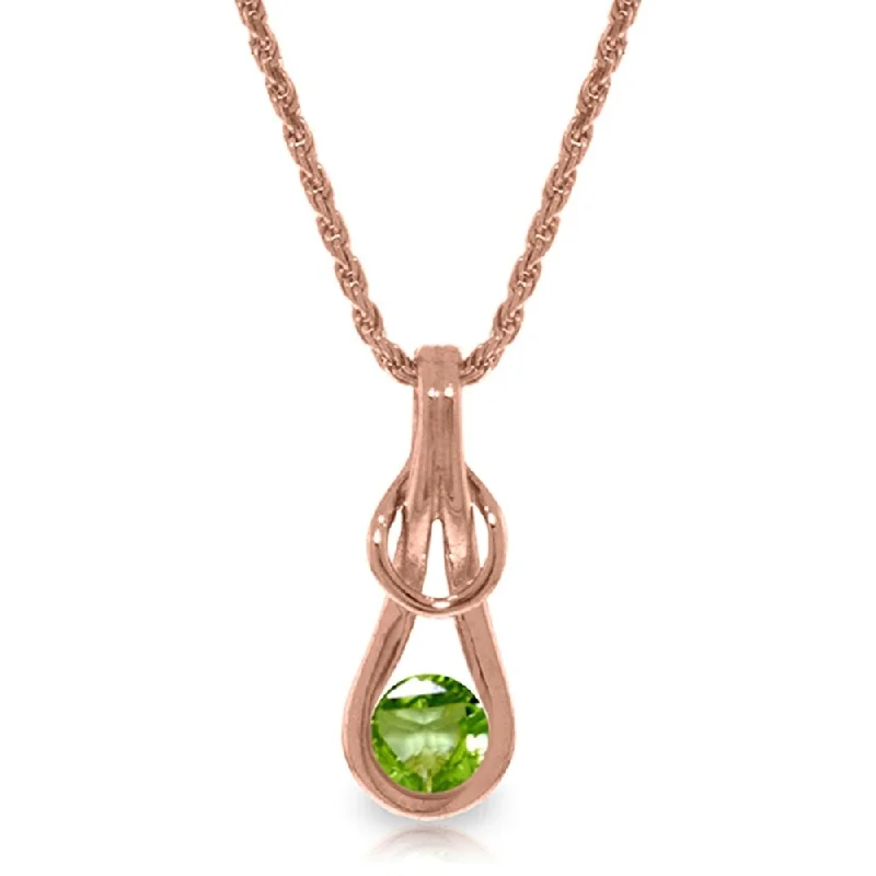 Vine braid necklaces-14K Solid Rose Gold Necklace with Natural Peridot