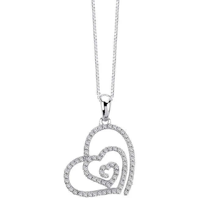 Floating gem necklaces-Auriya 14k White Gold 1/4ctw Diamond Swirl Heart Necklace (G-H, I1-I2)