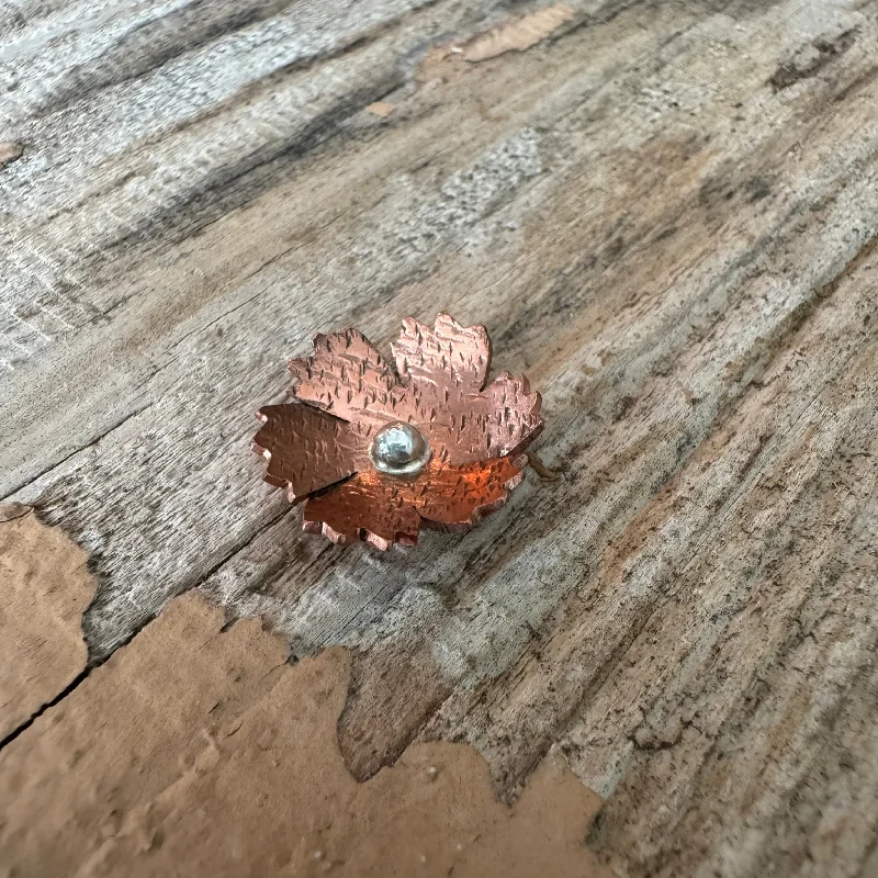 “Nelly” Handmade Copper and Sterling Silver Floret Statement Ring with Custom Band