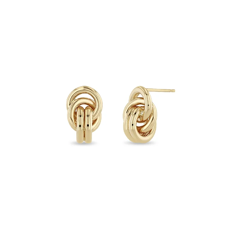 Coiled cord earrings-14k Double Linked Knot Drop Earrings