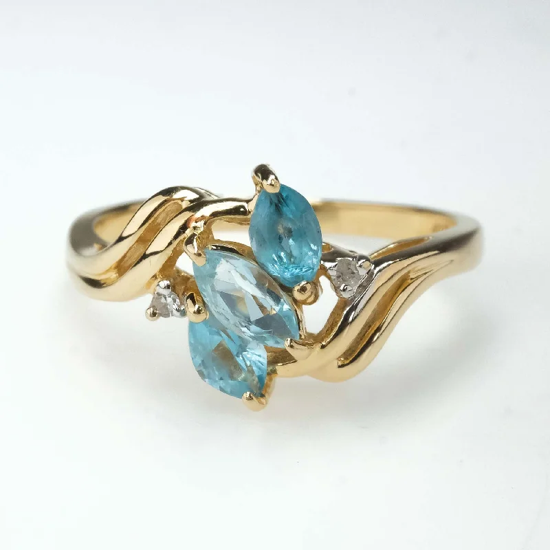 Topaz stone engagement rings-0.57ctw Blue Topaz with Diamond Accents Gemstone Ring in 14K Yellow Gold