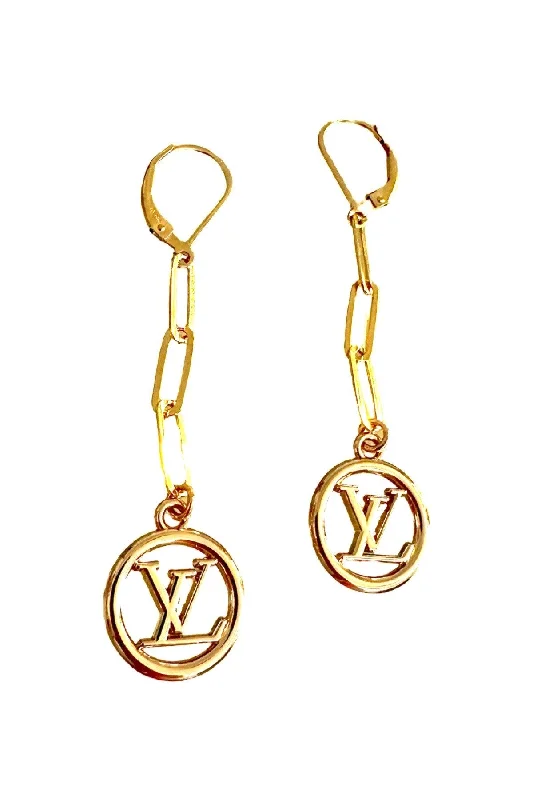 Deco style earrings-LV Gold Circle Earrings