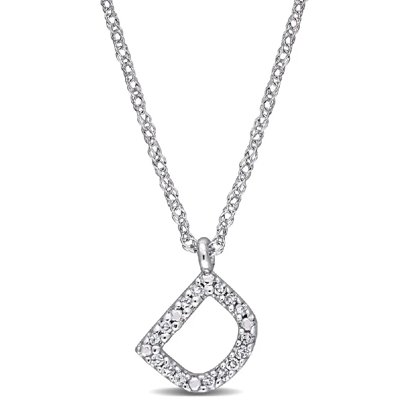 Ruby stone necklaces-Miadora 14k White Gold Diamond Accent D Initial Necklace