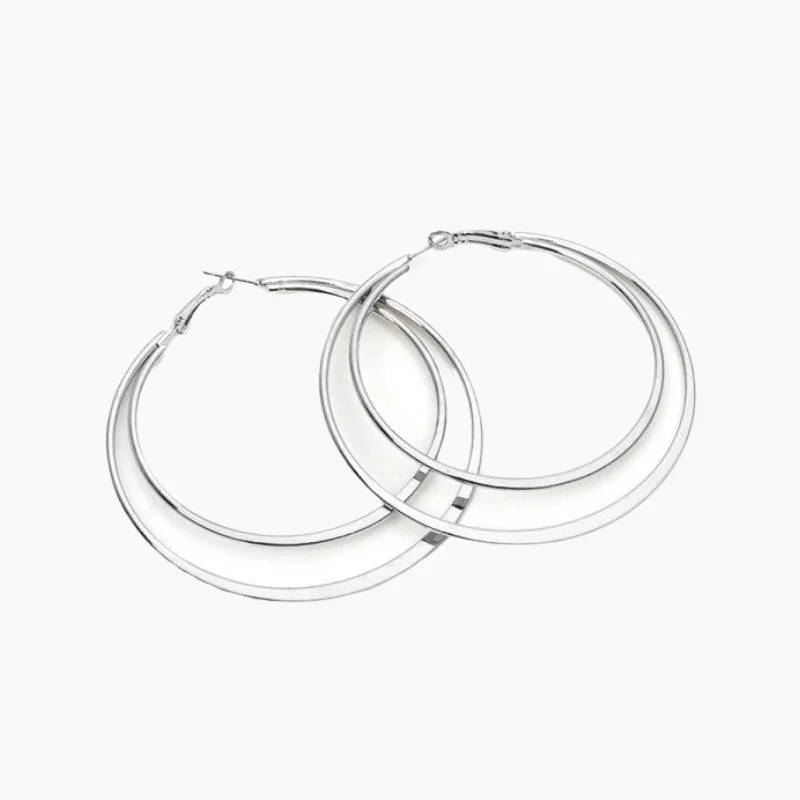 Wide bar earrings-Sterling Silver Large Hoop Earrings for Women