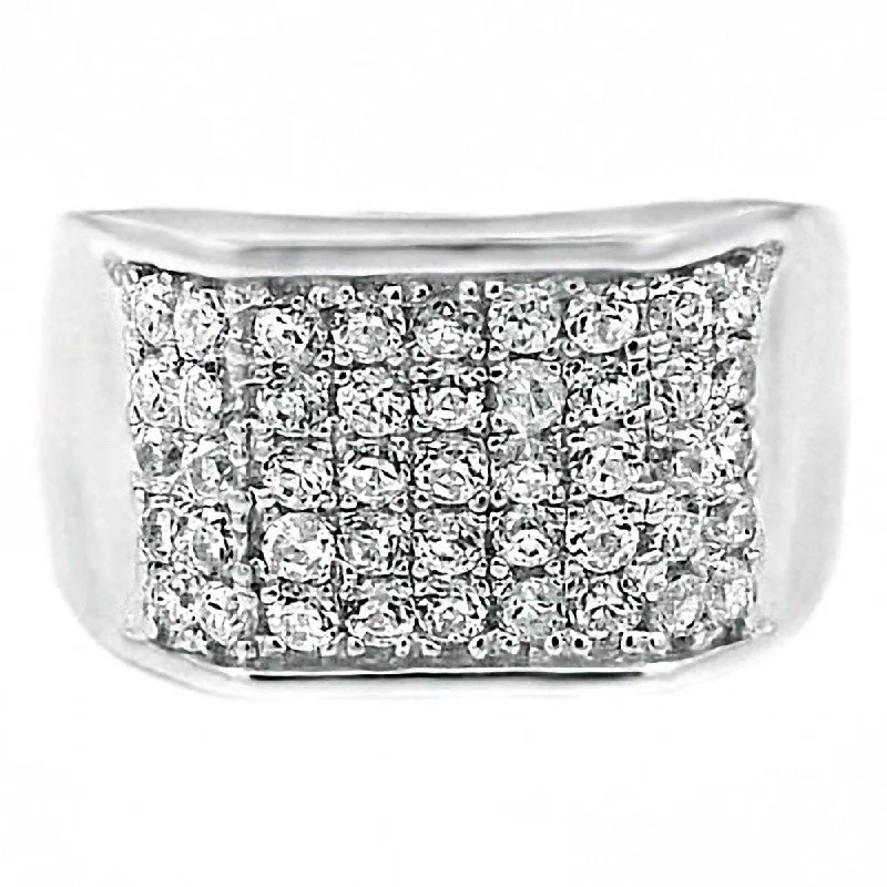 Crystal-twisted engagement rings-Womens 925 Sterling 1.35ct Russian Ice on Fire CZ 5-Row Pave Band Ring