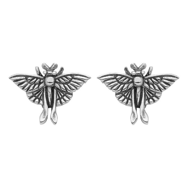 Smooth drop earrings-LUNA MOTH - Sterling Silver Studs